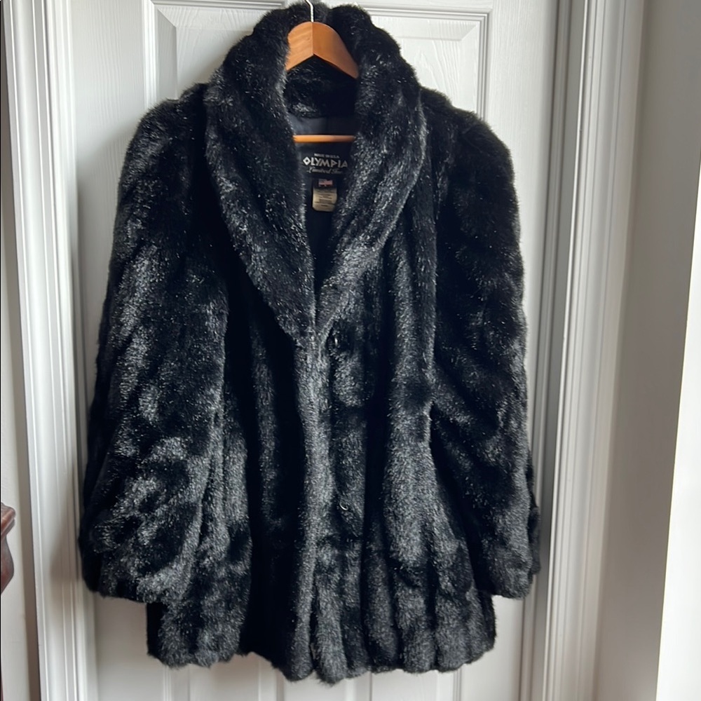 Women's Black Faux Fur Coat size Medium